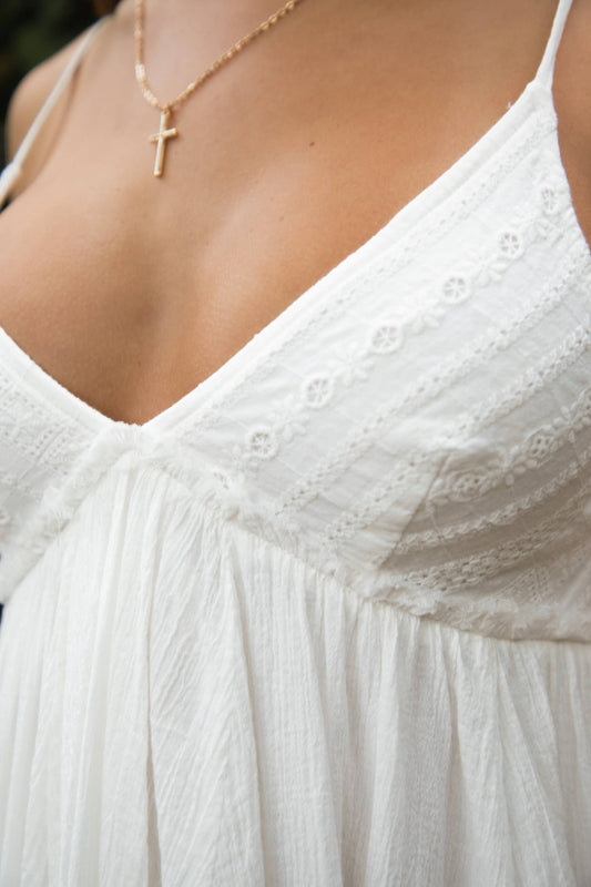Embroidered Detail Babydoll Dress ✨
