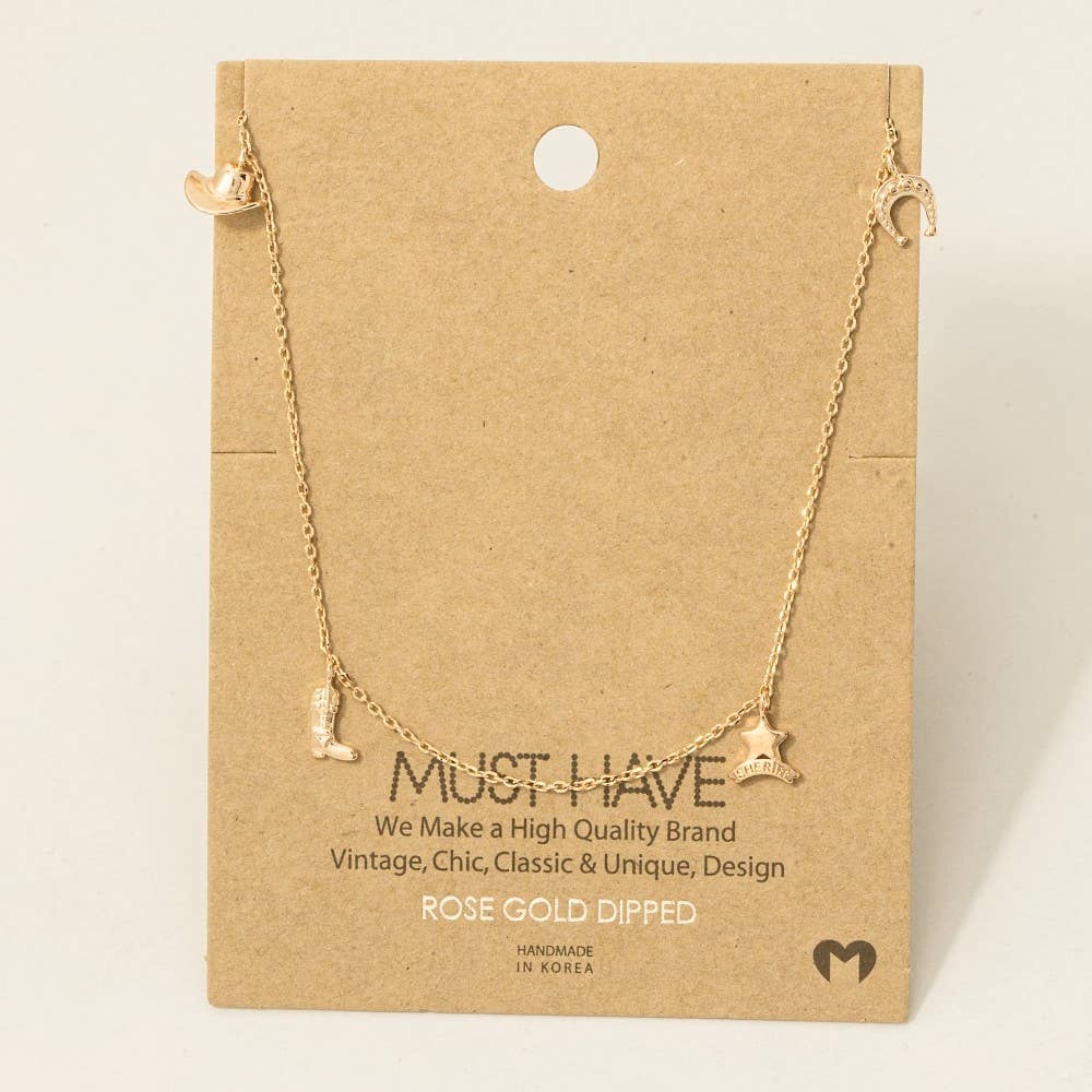 Cowboy Theme Charm Necklace 🤍🤠