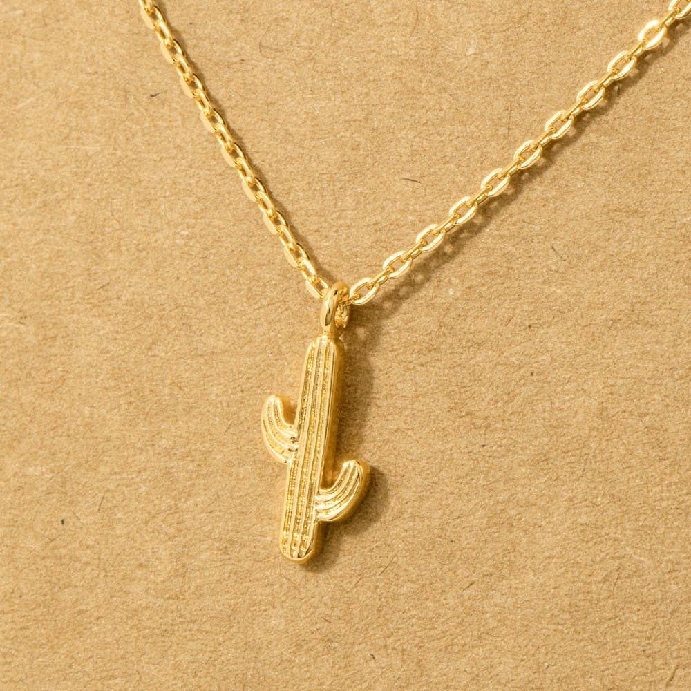 Dainty Cactus Pendant Necklace 🌵🤍