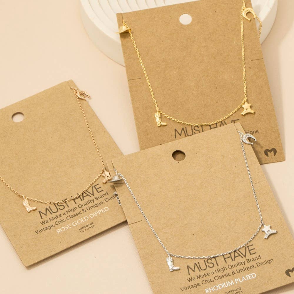 Cowboy Theme Charm Necklace 🤍🤠