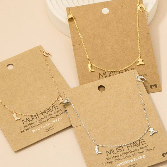 Cowboy Theme Charm Necklace 🤍🤠