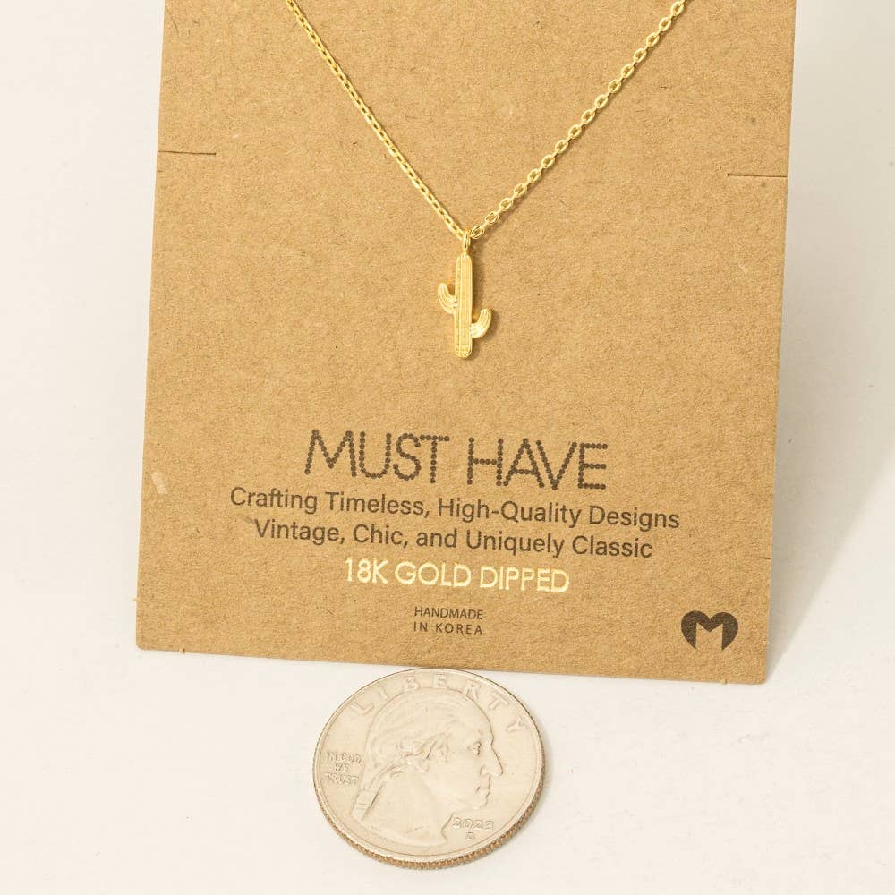 Dainty Cactus Pendant Necklace 🌵🤍