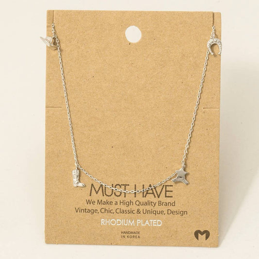 Cowboy Theme Charm Necklace 🤍🤠