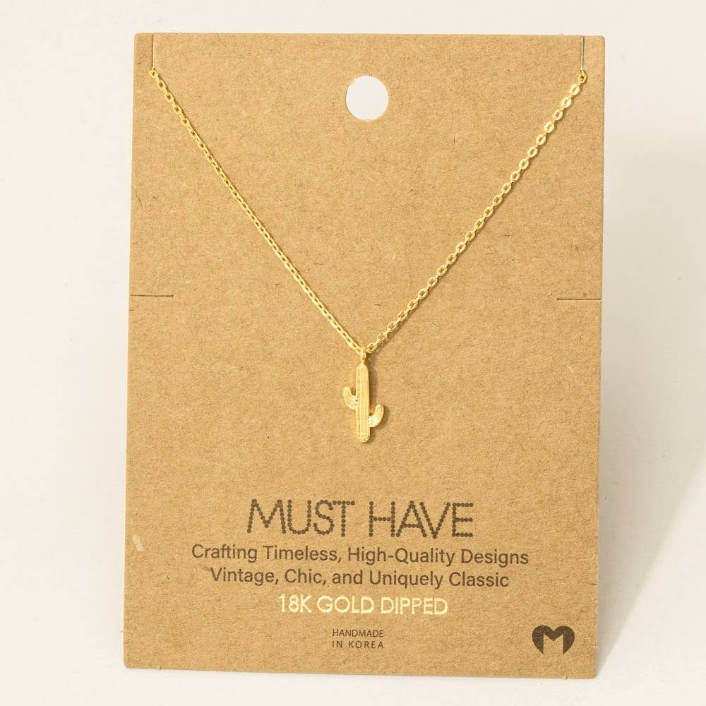 Dainty Cactus Pendant Necklace 🌵🤍