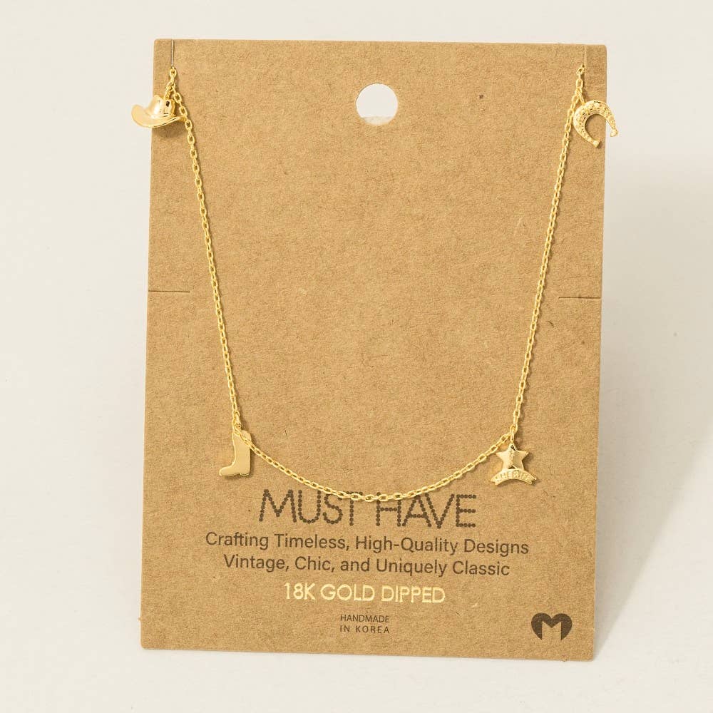 Cowboy Theme Charm Necklace 🤍🤠
