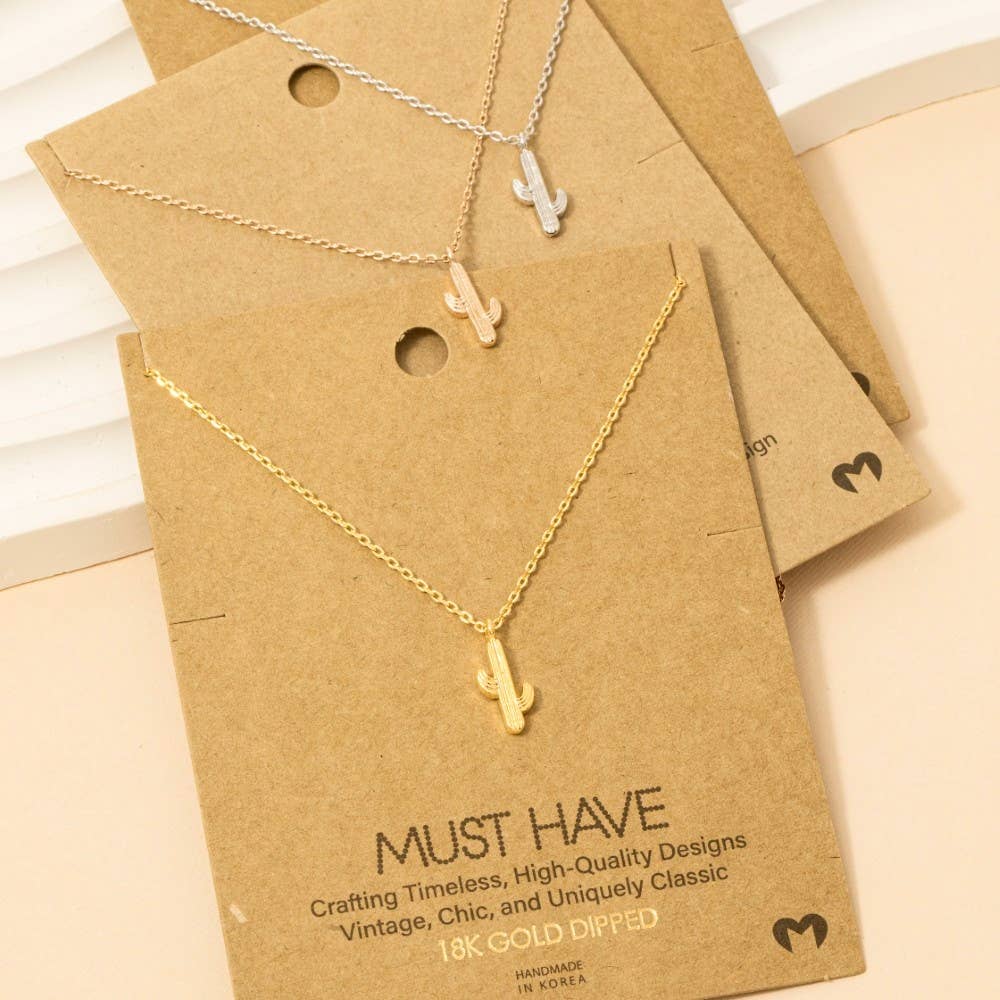 Dainty Cactus Pendant Necklace 🌵🤍