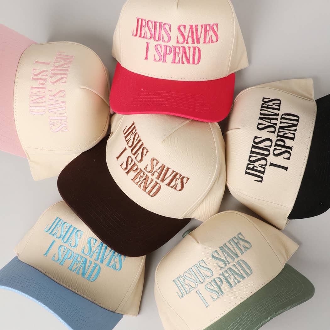 🙌 JESUS SAVES, I SPEND 🛍️ Embroidery Trucker Hat