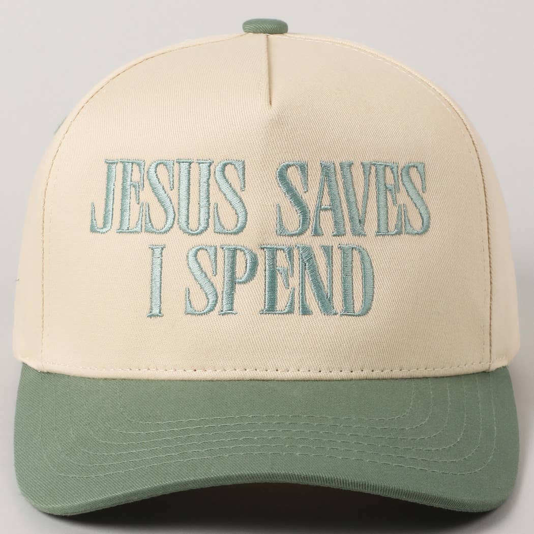 🙌 JESUS SAVES, I SPEND 🛍️ Embroidery Trucker Hat