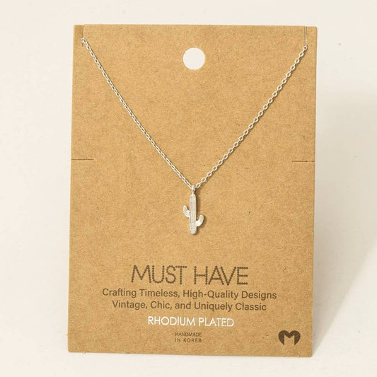 Dainty Cactus Pendant Necklace 🌵🤍