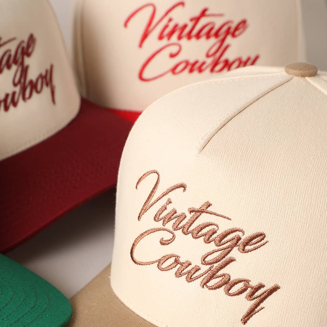 🤠 Vintage Cowboy Embroidery Two-Tone Cap